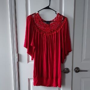 Simply Irresistable Elegant Red Lace Women's Top Exgra Large